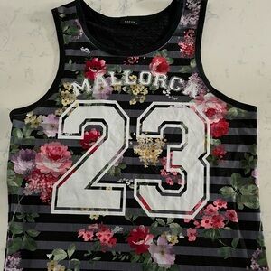 Wmns Jersey Floral with Stripes. Palma de Mallorca souvenir. Size M.